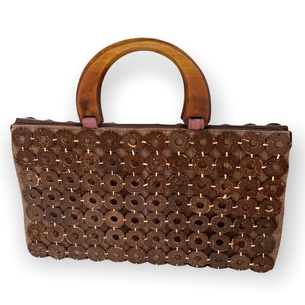 Large Handmade Coconut Shell Hand Bag - Picture 3 of 14